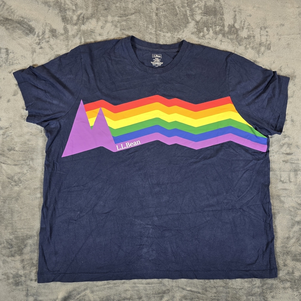 L.L. Bean Pride Navy T-Shirt Rainbow  Graphic Men's Size 3XL